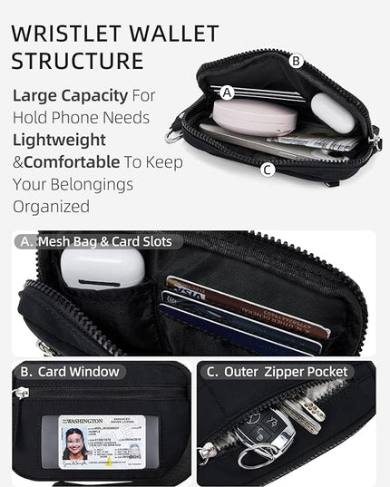 WESTBRONCO Wristlet Wallets for Women Nylon Quilted RFID Wallet with 3 Zipper Purse for Travel