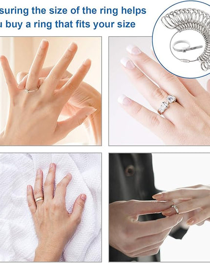 Jewelry Sizers Stainless Iron Ring Size 0-13 Finger Ring Sizing Measuring Tool Ring Sizer Gauge Set Circle Models with Reusable Ring Sizer Belt