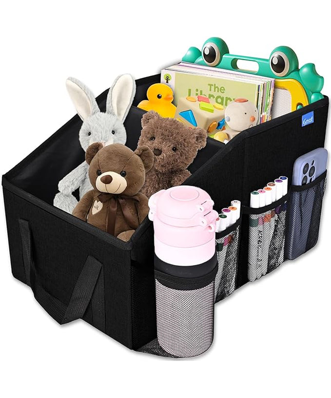 Car Organizer- Car Seat Organizer for Front Seat Back Seat Between Seats, Foldable Car Storage Organizer for Kids Adults with Multi-Mesh-Pockets-Car Organizers Backseat with Detachable Divider-Black