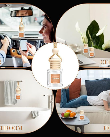 AROIC Hanging Car Air Freshener - 6 Pack Luxury Leather Scent Air Freshener Set, Long-Lasting Natural Essential Oil Fragrance Diffuser Eliminates Odors,Ideal Business Gift for Car Accessories Unisex