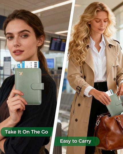 Melsbrinna Premium Leather Passport Holder Covers Case, Waterproof Rfid Blocking Travel Wallet Passport Holder with Pen Holder, Cute Passport Book for Women/Men