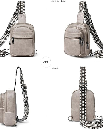 Sling Bag For Women Faux Leather Small Casual Daypack Backpack Fanny Pack Crossbody Chest Bags Purse
