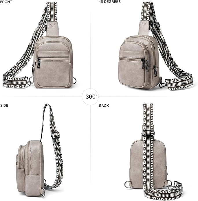 Sling Bag For Women Faux Leather Small Casual Daypack Backpack Fanny Pack Crossbody Chest Bags Purse