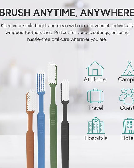 Avistar 80 Prepasted Disposable Toothbrushes Individually Wrapped - Single Use Pre Pasted Disposable Toothbrushes with Toothpaste Built in - Waterless Toothbrush for Travel, Guests, Hotel, & Camping