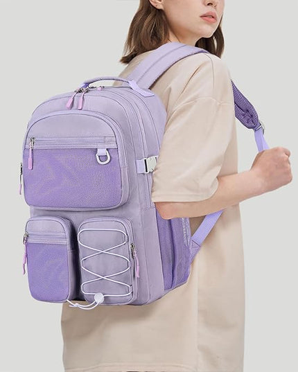 Lohol Water Resistant Backpack with Mulitiple Pockets for Travel Outdoor College, 15.6 inch Laptop Bookbag for Girl and Women (Purple)