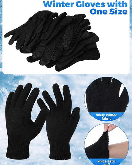 Suhine 200 Pieces Winter Beanies Gloves Sets Include 100 Warm Knitted Hats Bulk and 100 Gloves for Men Women Homeless
