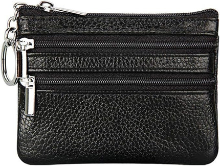 Women's Genuine Leather Coin Purse Mini Pouch Change Wallet with Keychain