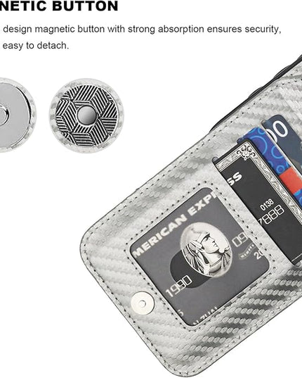 KIHUWEY Compatible with iPhone 13 Pro Max Case Wallet with Credit Card Holder, Premium Leather Magnetic Clasp Kickstand Heavy Duty Protective Cover for iPhone 13 Pro Max 6.7 Inch (Carbon Gray)