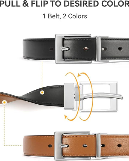 CHAOREN Reversible Belt Men 1 Piece - 1.25" Leather Dress Belt - Trim to Fit for Elegant Style
