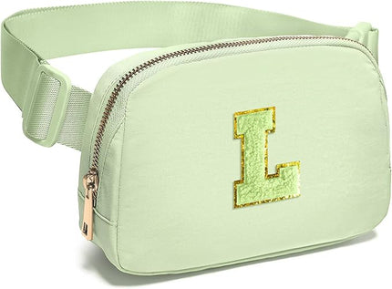 Gitus Gifts for 8 9 10 11 12 Year Old Girls Belt Bag Fanny Pack Crossbody Bags with Initial Letter Patch Cute Stuff Birthday Gifts for Teen Girls Women Personalized Trend Stuff (Light Green-L)