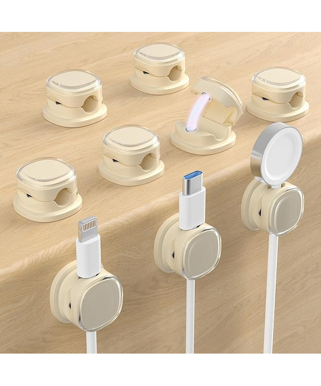 Magnetic Cable Clips, Adjustable Cord Holder Management, Adhesive Wire Keeper Organizer for Home Office Desk Phone PC Car Wall Desktop Nightstand Appliance (9-PCS Apricot)