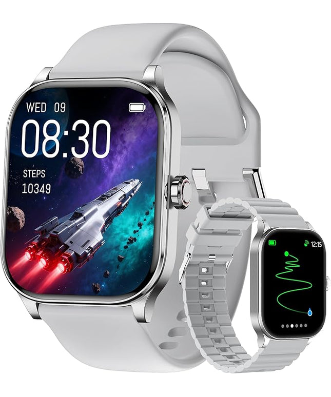 Smart Watch for Women Men with Text and Call, 2025 New AI Smartwatches with Heart Rate/SpO2/Sleep/Stress Monitor, 100+ Sports Modes, GPS Fitness Watches Compatible with iOS/Android (GPS, Silver)