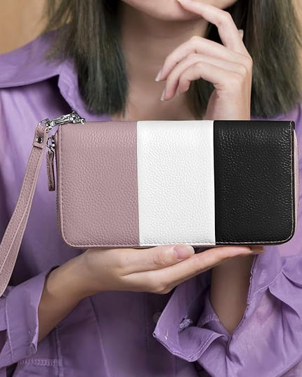 Moflycom Womens Wallet RFID Blocking Genuine Leather Multi Credit Card Large Capacity Zip Around Clutch Travel Purse Wristlet