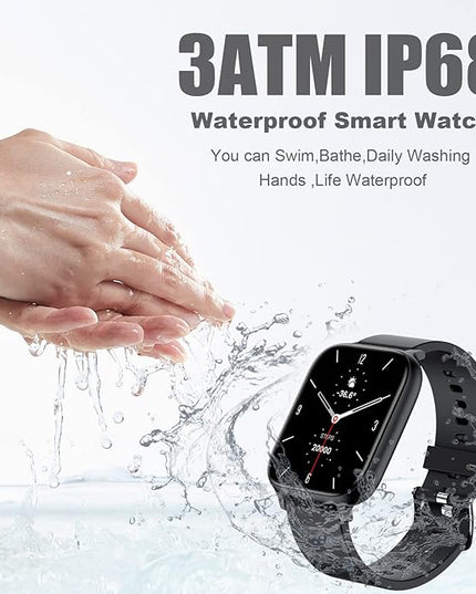 Smart Watch for Men Women Compatible with iPhone Samsung Android Phone 1.83 inch Full Touch Screen IP68 Waterproof Bluetooh Fitness Tracker Heart Rate/Sleep Monitor, Black