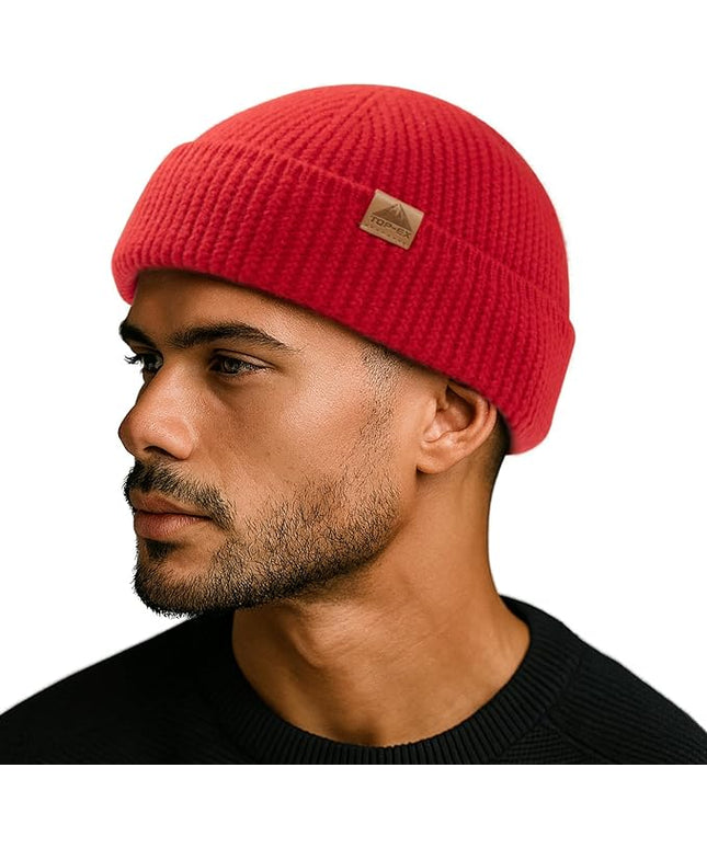 TOP-EX PolarWool™ 100% Merino Wool Fisherman Beanie Hat | Soft Single Layer Warm Short Sailor Trawler Cap for Men Women