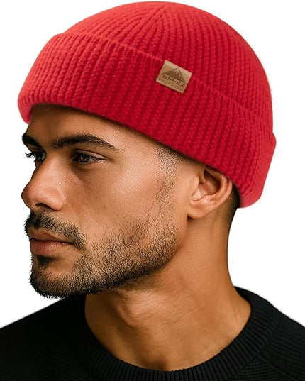 TOP-EX PolarWool™ 100% Merino Wool Fisherman Beanie Hat | Soft Single Layer Warm Short Sailor Trawler Cap for Men Women