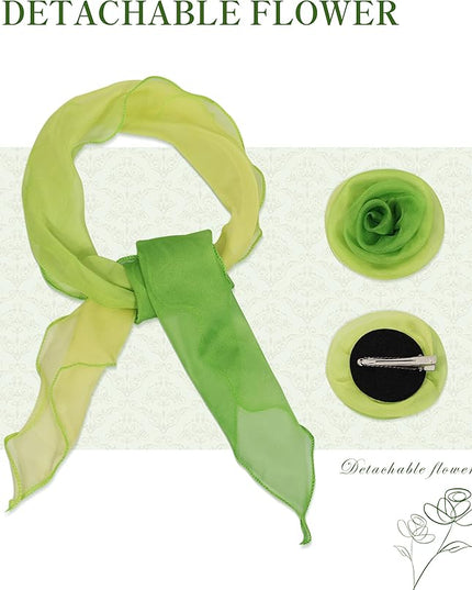 Chiffon Scarf for Women, Removable Flower Neck Scarf Light Soft Fashion Rose Scarves Versatile Headband or Hair Band