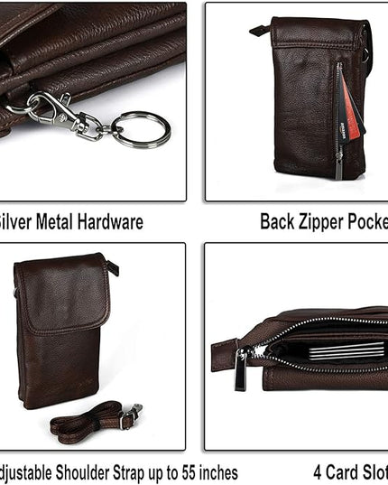 befen Genuine Leather Small Crossbody Bags for Women Cell Phone Bag Cross Body Purses,Silver Zipper