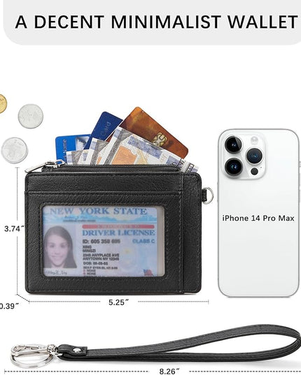 BOSTANTEN Small Wallet For Women RFID Leather Credit Card Holder Slim Wristlet Keychain Wallet With Zipper Pocket White Cow Print