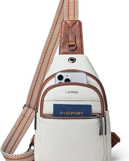 Sling Bag For Women Faux Leather Small Casual Daypack Backpack Fanny Pack Crossbody Chest Bags Purse