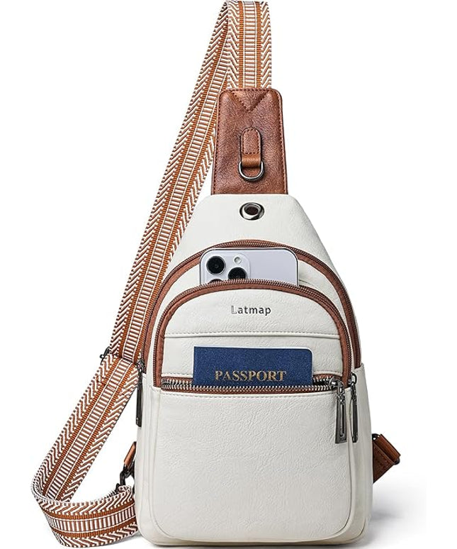 Sling Bag For Women Faux Leather Small Casual Daypack Backpack Fanny Pack Crossbody Chest Bags Purse