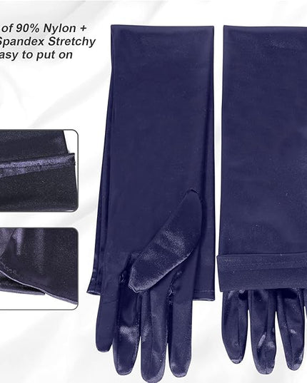 Lansian Long Opera Party Gloves for Women 1920s 20s Satin Gloves Costumes Elbow Length Bridal Evening Dress, 21 inches