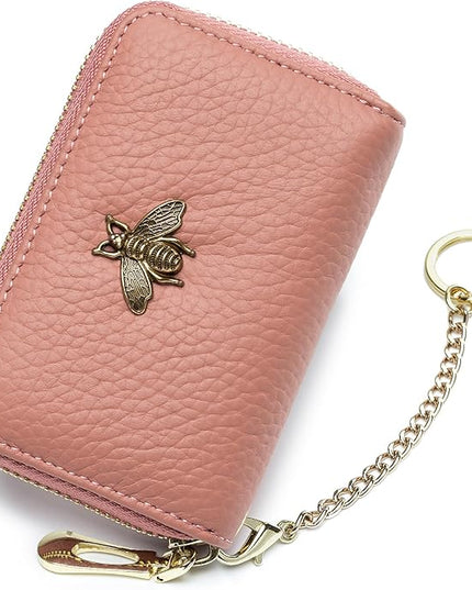 imeetu RFID Credit Card Holder, Small Leather Zipper Card Case Wallet for Women