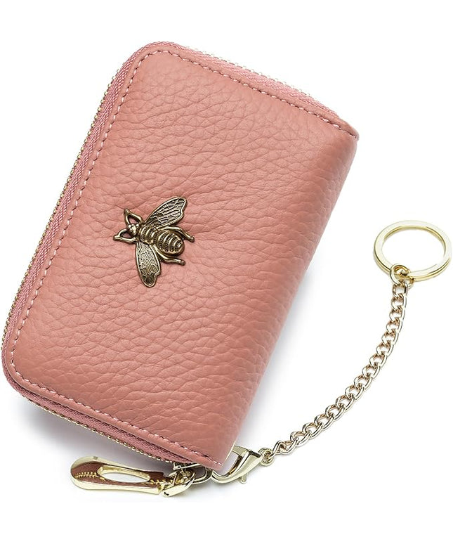 imeetu RFID Credit Card Holder, Small Leather Zipper Card Case Wallet for Women