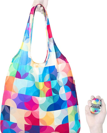 Nanobag Ultralight Foldable Tote for Women & Men, Reusable Grocery & Travel Bag, Packable Collapsible Compact Market Essential (Standard Color Blocks)