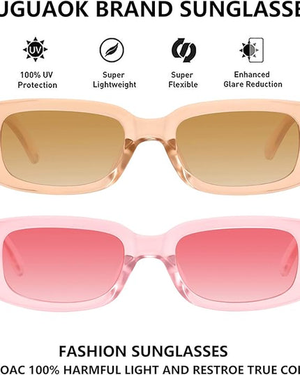 KUGUAOK Retro Rectangle Sunglasses Women and Men Vintage Small Square Sun Glasses UV Protection Glasse