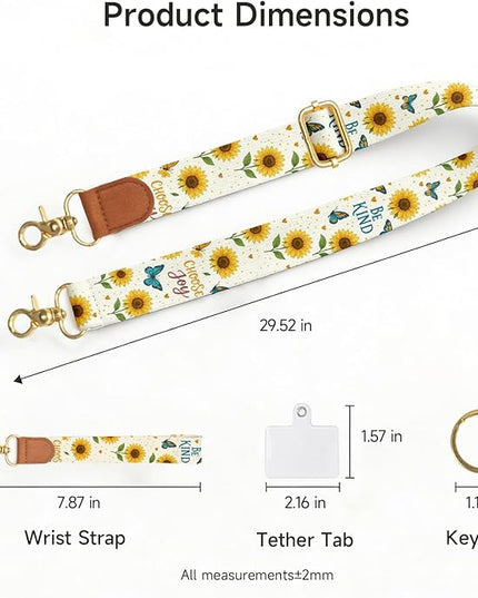 Phone Lanyard Wrist Crossbody Strap, Adjustable Sunflower Cell Phone Lanyard for Phones, Car Keys, Wallet and ID Card – Universal Hands-Free Set