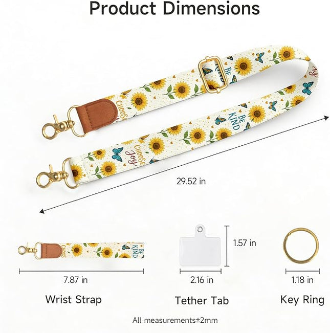 Phone Lanyard Wrist Crossbody Strap, Adjustable Sunflower Cell Phone Lanyard for Phones, Car Keys, Wallet and ID Card – Universal Hands-Free Set