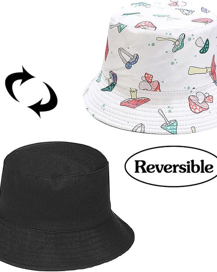 XYIYI Cute Bucket Hat Beach Fisherman Hats for Women, Reversible Double-Side-Wear