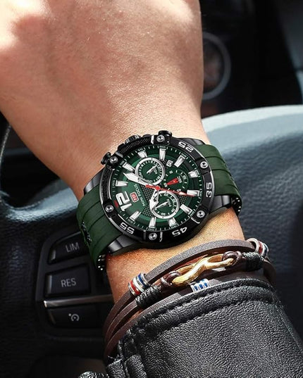 MF MINI FOCUS Men Watches Unique Casual Wrist Watches (Chronograph/Waterproof/Luminous/Calendar/24 Hours) Silicon Band Fashion Watches for Men