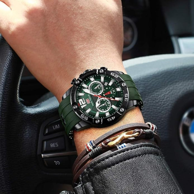 MF MINI FOCUS Men Watches Unique Casual Wrist Watches (Chronograph/Waterproof/Luminous/Calendar/24 Hours) Silicon Band Fashion Watches for Men