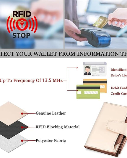 Airkit Small Wallet Women RFID Blocking Soft Leather Bifold Compact Card Holder Wallet for Women with Zipper Coin Pocket 4 ID Window