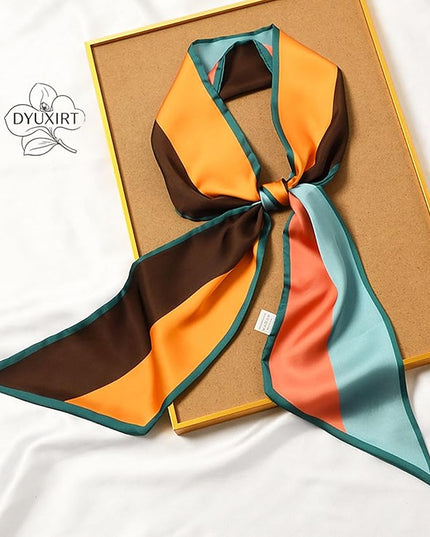 Head Scarf Purse Handle Neck Satin Hair Scarfs For Bag Lightweight Silky Long Thin Women's Fashion Scarves 59 * 5.9”