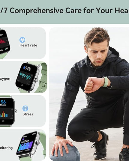 Gydom Smart Watch for Men Women, Alexa Built-in, 1.8" Smartwatch with Heart Rate/SpO2/Sleep Monitor, IP68 Waterproof Fitness Tracker, Bluetooth Call (Answer/Make) for Android iPhone, 101+ Sport Mode