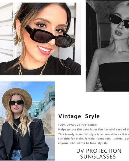 KUGUAOK Retro Rectangle Sunglasses Women and Men Vintage Small Square Sun Glasses UV Protection Glasse