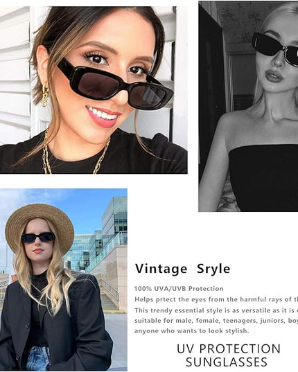 KUGUAOK Retro Rectangle Sunglasses Women and Men Vintage Small Square Sun Glasses UV Protection Glasse