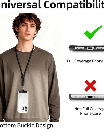 360° Rotatable Adjustable Phone Lanyard 3-Piece Set - Wrist/Neck/Crossbody Strap with Tether Tabs, Universal for Phones