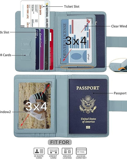 Melsbrinna Rfid Passport Holder for Travel women/Men, Cute Passport Wallet Rfid Blocking Card Slots, Rfid Passport Cover/CaseTravel Wallet, Passport Book Holder (1, Green2)