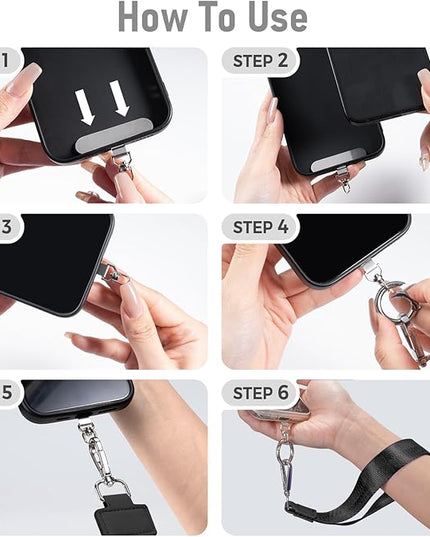 Clip and Go Strap for Phone with Wallet Crossbody Phone Lanyard and Detachable Checkered Bag with ID Window and RFID Pouch for Daily Travel.