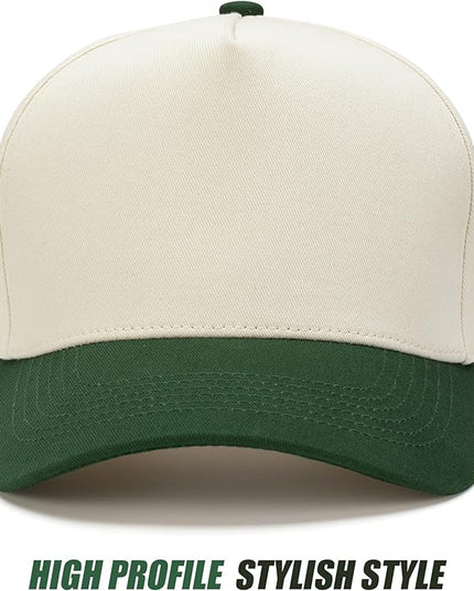 MEINICY Vintage Trendy Trucker Hat, Structured 5-Panel Snapback Hat, Adjustable Cotton Solid or 2-Tone Baseball Cap Men Women