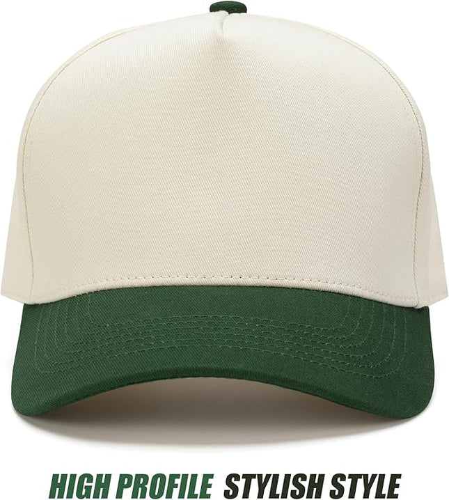 MEINICY Vintage Trendy Trucker Hat, Structured 5-Panel Snapback Hat, Adjustable Cotton Solid or 2-Tone Baseball Cap Men Women