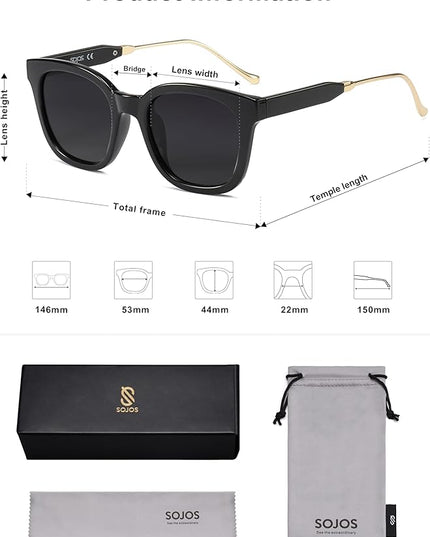 SOJOS Classic Square Polarized Sunglasses Womens Mens Retro Trendy UV400 Sunnies SJ2050