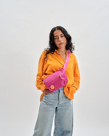 Baboon to the Moon Fanny Pack Full Size 3L Water Repellent Waist Bag Crossbody Belt Bag Lightweight Travel Everyday Bag for Men Women, Raspberry Fizz