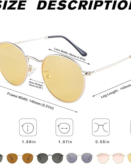 Pro Acme Small Round Metal Polarized Sunglasses for Women Retro Designer Style