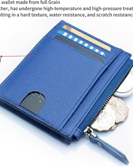 ilovever Slim Wallet for Women Small Leather RFID Blocking Credit Card Holder Minimalist Wallet with Coin Purses & Pouches,Blue