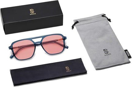 SOJOS Retro Aviator Sunglasses for Women Men,Trendy Rectangle Womens Mens Shades Sun Glasses SJ2202
